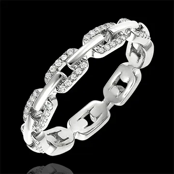 Bague Regard d'Orient - Maillon Cubain Diamants variation - or blanc 18 carats et diamants