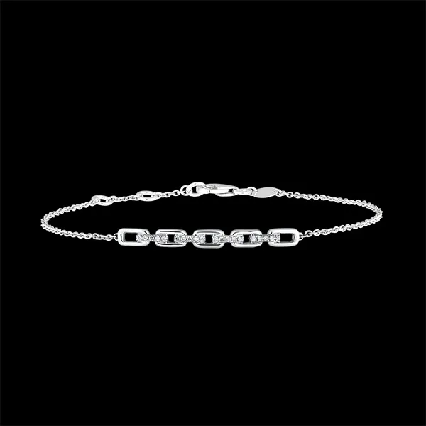 Bracelet Regard d'Orient - Maillon Cubain - or blanc 9 carats et diamants