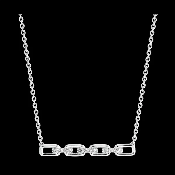 Orient Gaze Necklace - Cuban Link - white gold 9 carats and diamonds