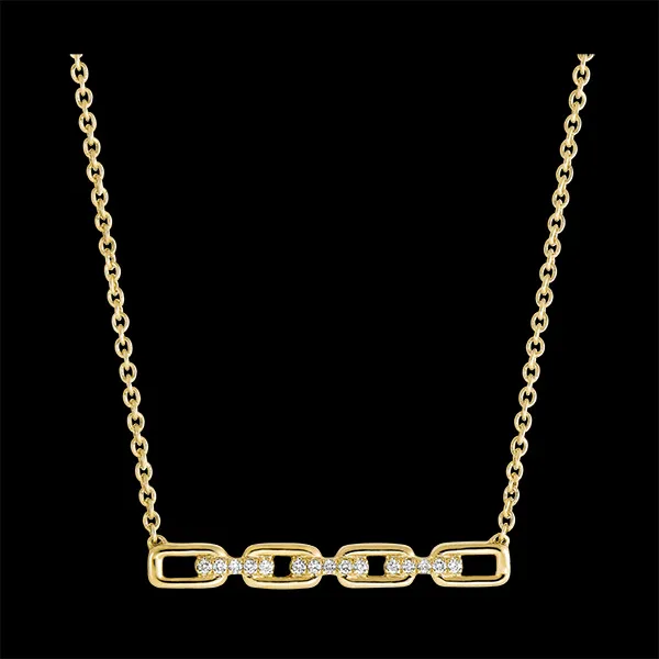 Orient Gaze Necklace - Cuban Link - yellow gold 9 carats and diamonds