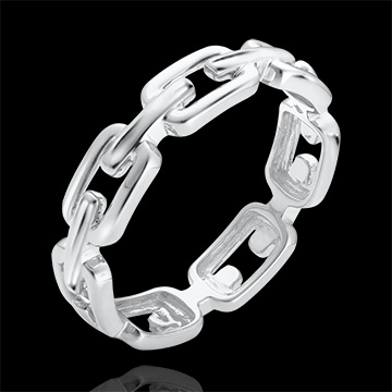 Orient Gaze Ring - Cuban Link Medium - white gold 9 carats