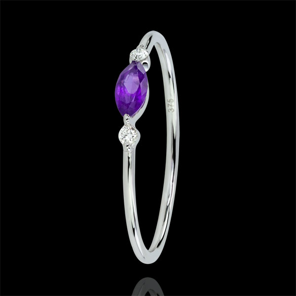 Regard d'Orient ring - small size - amethyst and diamonds - white gold 9 carats