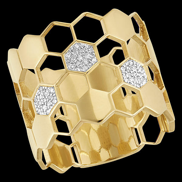 Anillo Maxi Revelación- oro amarillo de 9 quilates y diamantes 