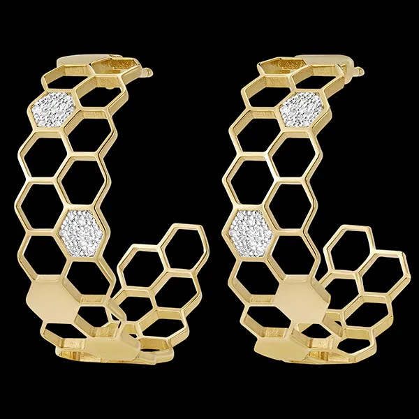 Pendientes de Aro Revelación - oro amarillo de 9 quilates y diamantes