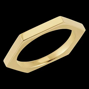 Anillo Hexágonal para hombre - oro amarillo de 18 quilates