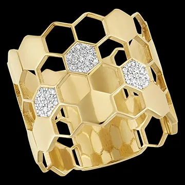 Ring Enthüllung (breit) - Gelbgold, 18 Karat, mit Diamanten