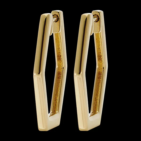 Hexagon Hoop Earrings - 18-carat yellow gold.