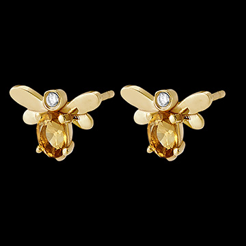 Bee Pop Earrings - 18-carat yellow gold, diamonds, and citrine.