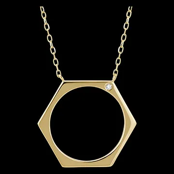 Ketting Hexagon - 9-karaats geelgoud en diamant
