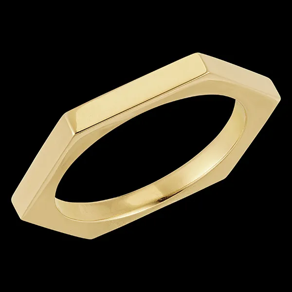 Inel Hexagon Bărbați - aur galben de 18K