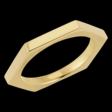 Inel Hexagon Bărbați - aur galben de 18K