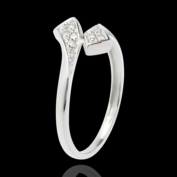 Ribbon-shaped ring white gold paved - 10diamonds