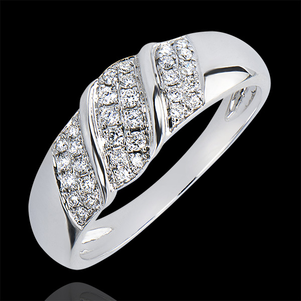 Ring Abundance - Ribbon - white gold 9 carats and diamonds