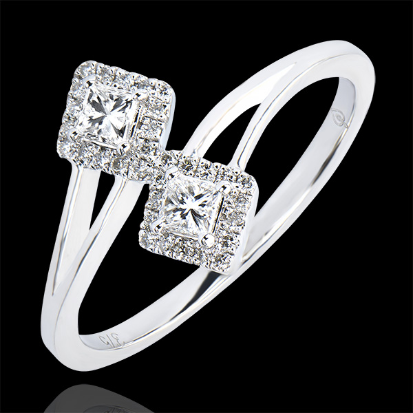 Ring Abundance - You & I Princess Diamonds - white gold 9 carats and diamonds 