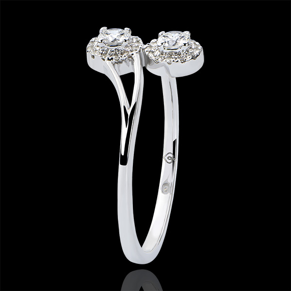 Ring Abundance - You & I Round Diamonds - white gold 9 carats and diamonds 