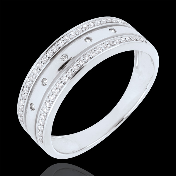 Ring Betovering - Sterrenkroon - groot model - 18 karaat witgoud, Diamanten