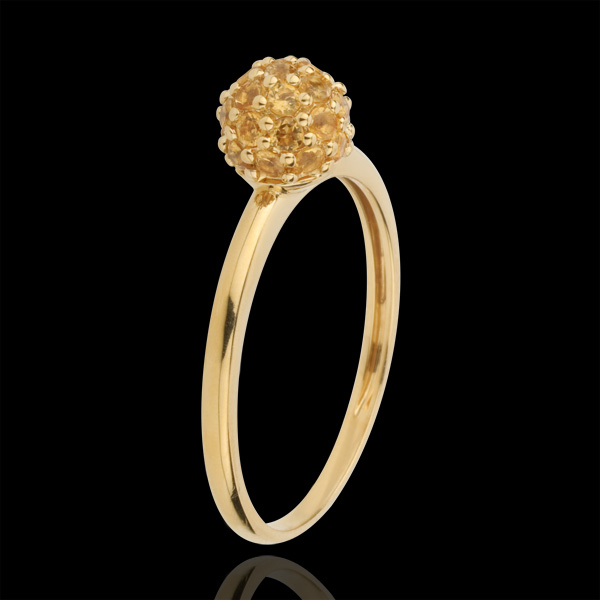 Ring Bird of Paradise - ball - yellow gold and yellow citrine