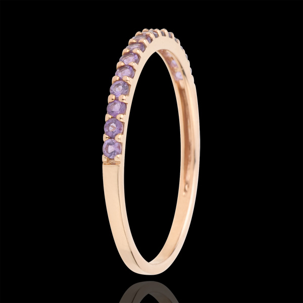 Ring Bird of Paradise - one line - rose gold and amethyst
