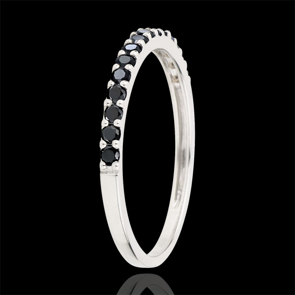 Ring Bird of Paradise - one line - white gold and black diamonds