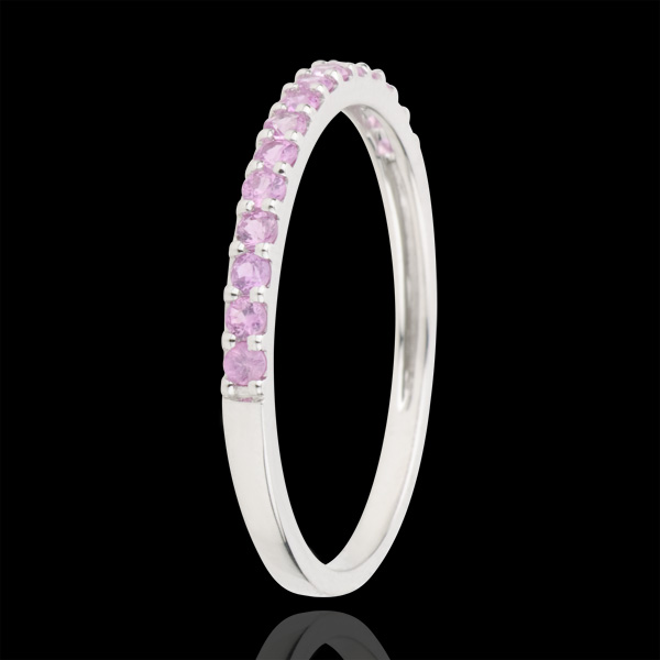 Ring Bird of Paradise - one line - white gold and pink sapphire