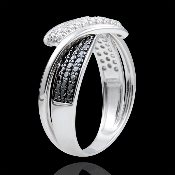 Ring Chiaroscuro  - Beweging - witte Diamanten - 9 karaat witgoud