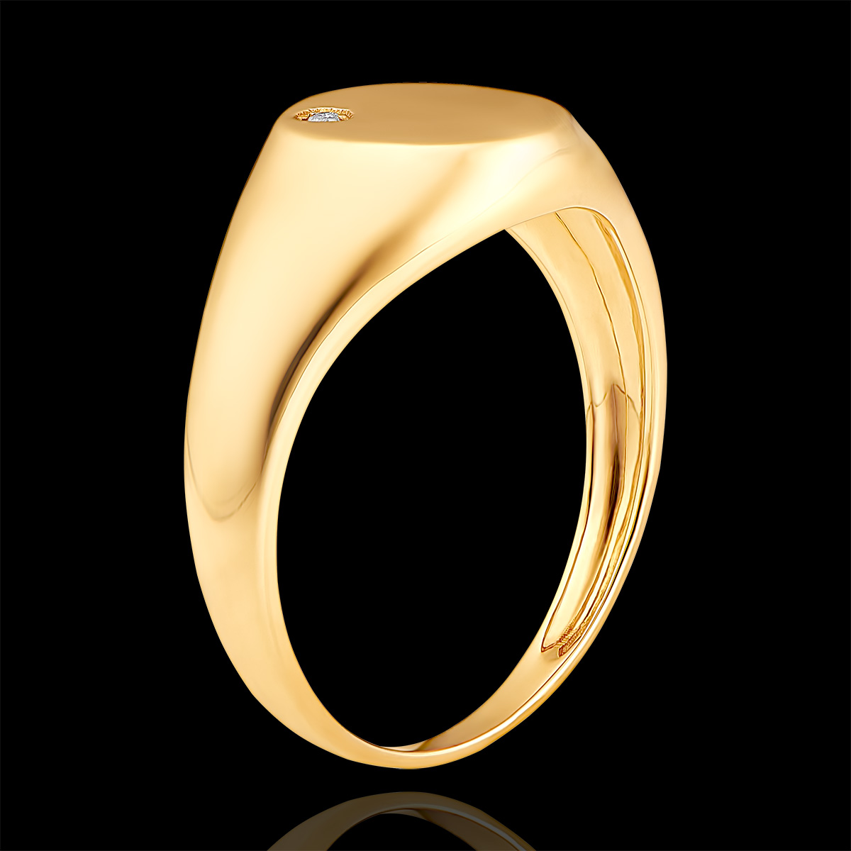 Ring Chiaroscuro - Zegelring Achille - karaat geelgoud en diamant juweel