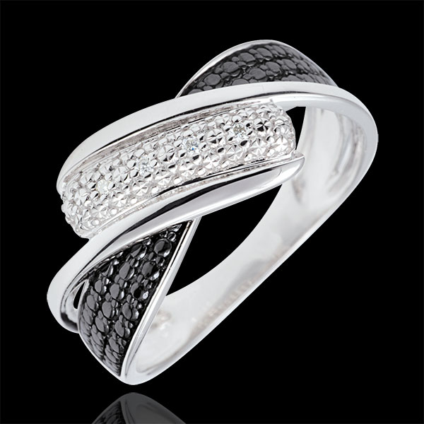 Ring Clair Obscure - Motion - black and white diamonds - 9 carat