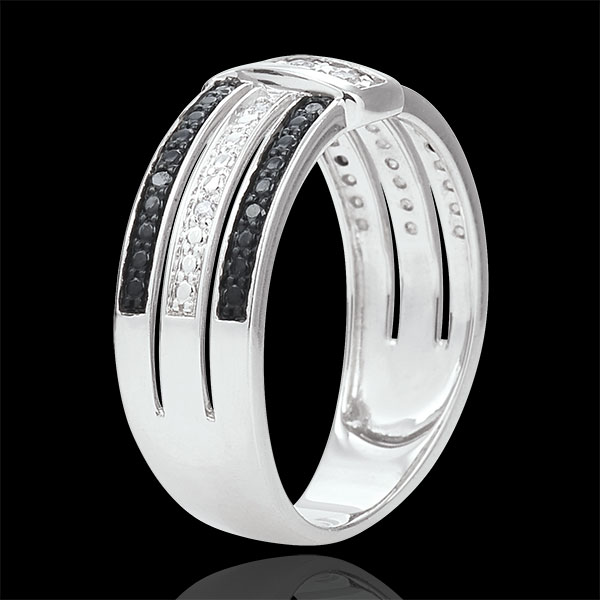 Ring Clair Obscure - Twilight - white gold, white and black diamonds - 9 carat