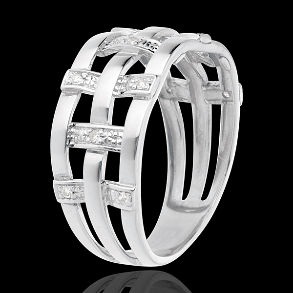 Ring Couture 18 karaat witgoud met pavézetting - 11 Diamanten