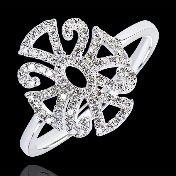 Ring Destiny- Arabesk variatie - 18 karaat witgoud met Diamanten