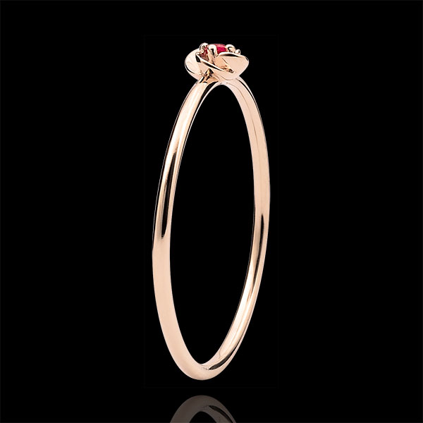 Ring Eclosion - First Rose - small model - pink gold and ruby - 9 carats