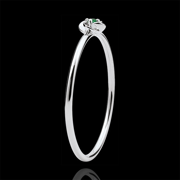 Ring Eclosion - First Rose - small model - white gold and emeralds - 18 carats