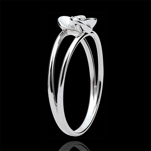 Ring Eclosion - First Rose - white gold and diamond - 9 carats