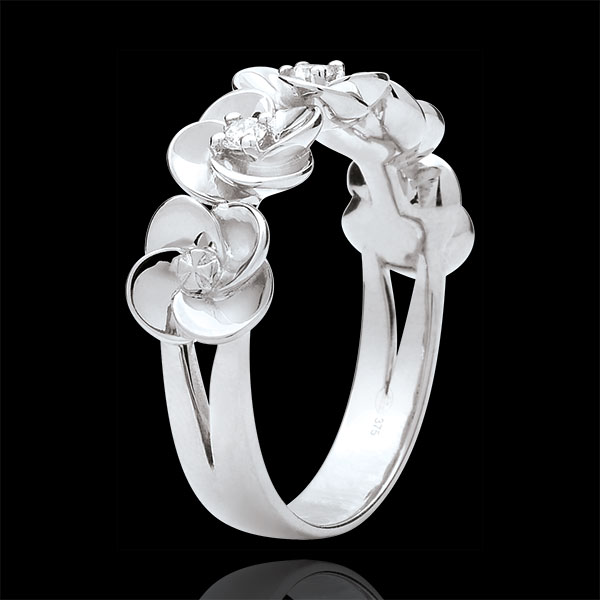 Ring Eclosion - Roses Crown - white gold and diamonds - 9 carats