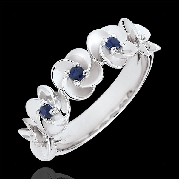 Ring Eclosion - Roses Crown - white gold and sapphires - 9 carats