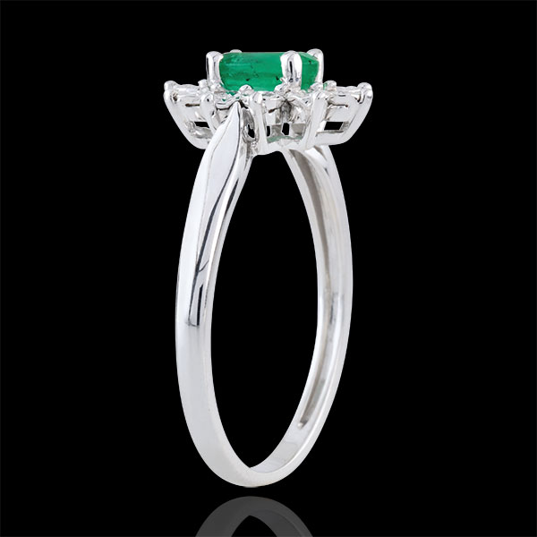 Ring Eeuwige Edelweiss - smaragd en Diamanten - 9 karaat witgoud
