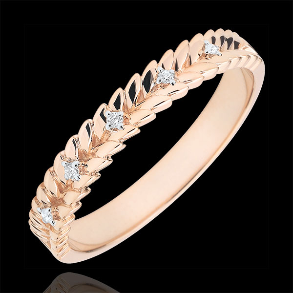 Ring Enchanted Garden - Diamond Braid - pink gold - 9 carats 