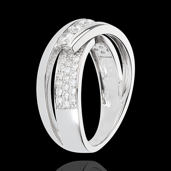 Ring Enchantment - Trilogy Funambule white gold paved - 0.62 carat - 45 diamonds