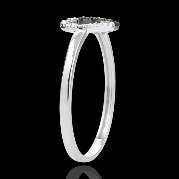 Ring Geweven Harten - 9 karaat witgoud met witte diamanten en zwarte diamanten