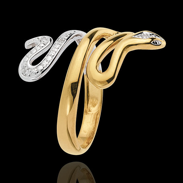 Ring Imaginary Walk - Precious Menace - two golds and diamonds - 9 carats