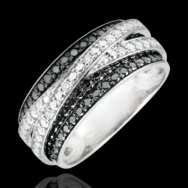 Ring in Weißgold mit schwarzen Diamanten Dämmerschein - Schwebender Schatten - 18 Karat