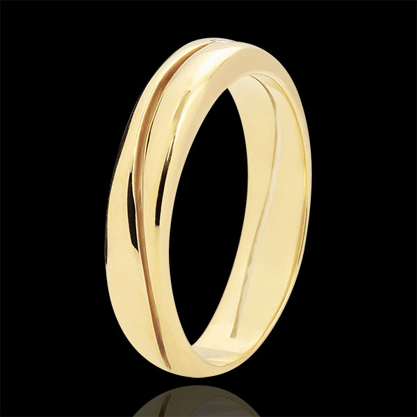 Ring Love - golden yellow wedding ring for men - 0.022 carat diamond - 18 carat