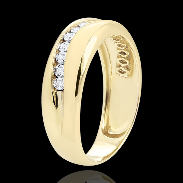 Ring Love - Multi-diamonds - yellow gold - 9 carats