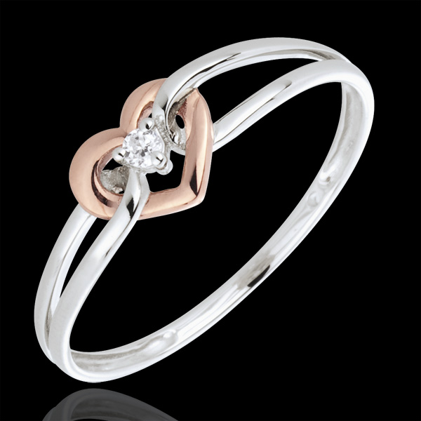 Ring My Love - 18 karaat witgoud en rozégoud met diamant