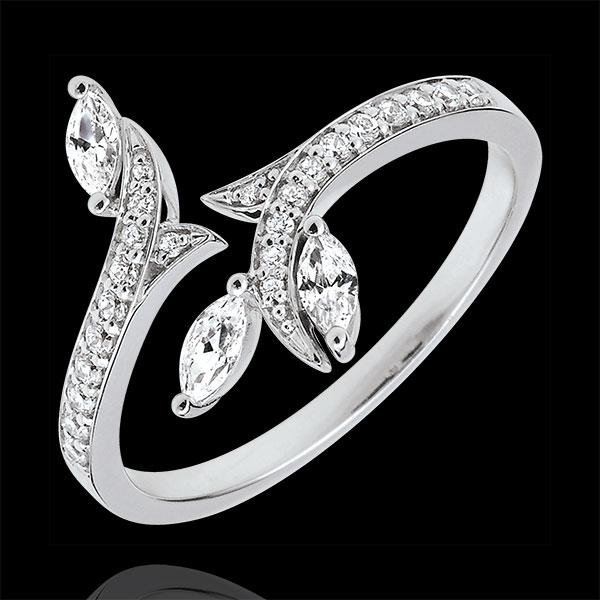 Ring Mysterious Woods - white gold and marquise diamonds - 9 carats