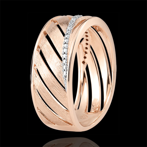 Ring Palm - geborsteld 9 karaat rozégoud met Diamanten