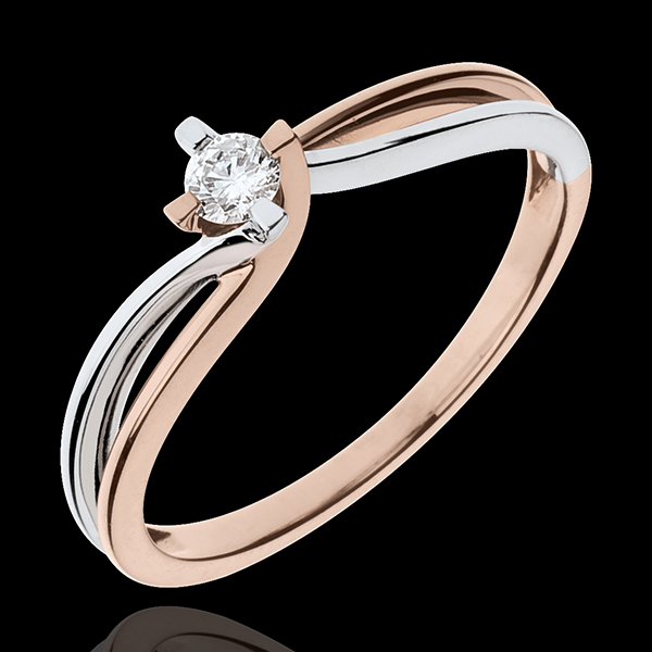 Ring Precious Nest - Claire - whiet gold. pink gold - 0.11 carat diamond - 18 carats