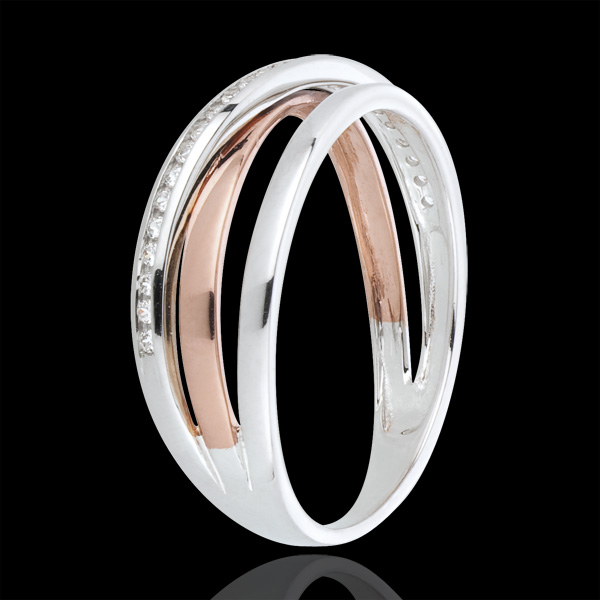 Ring Ringen variatie - 18 karaat roségoud en witgoud met diamanten