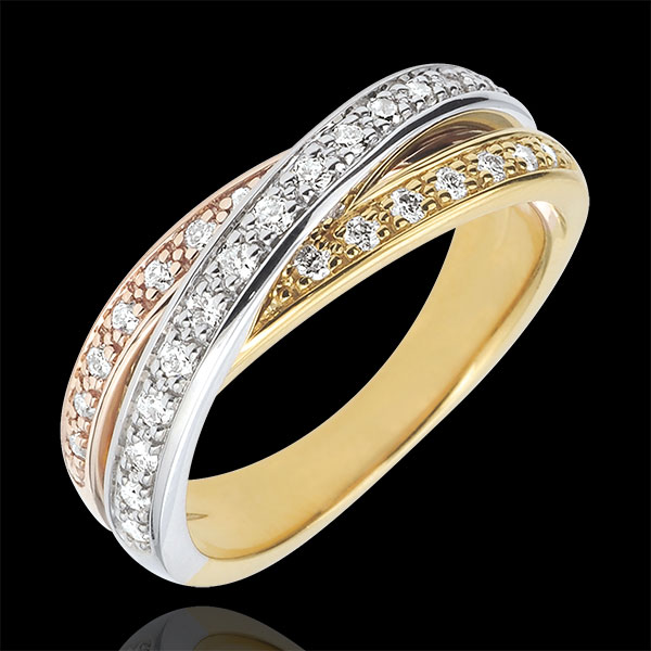 Ring Saturn Diamant - Dreierlei Gold - 29 Diamanten - 18 Karat