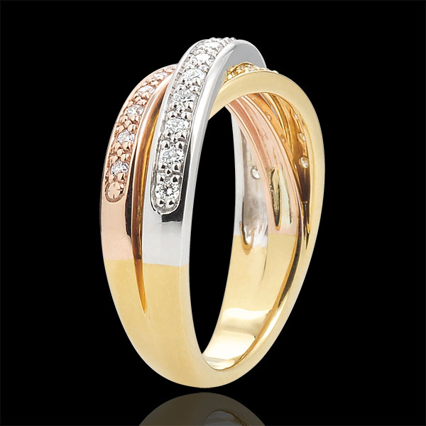 Ring Saturn Diamant - Dreierlei Gold - 29 Diamanten - 18 Karat